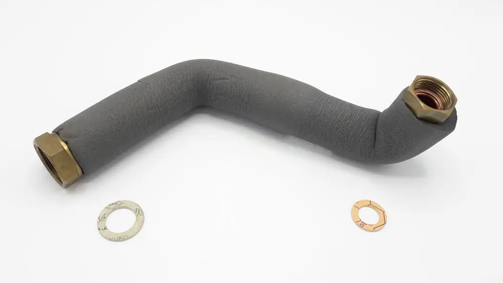 Rohr mit zwei Metallanschlüssen, ummantelt mit einer isolierenden Schicht. Geeignet für Heizsysteme, beispielsweise von Remeha.